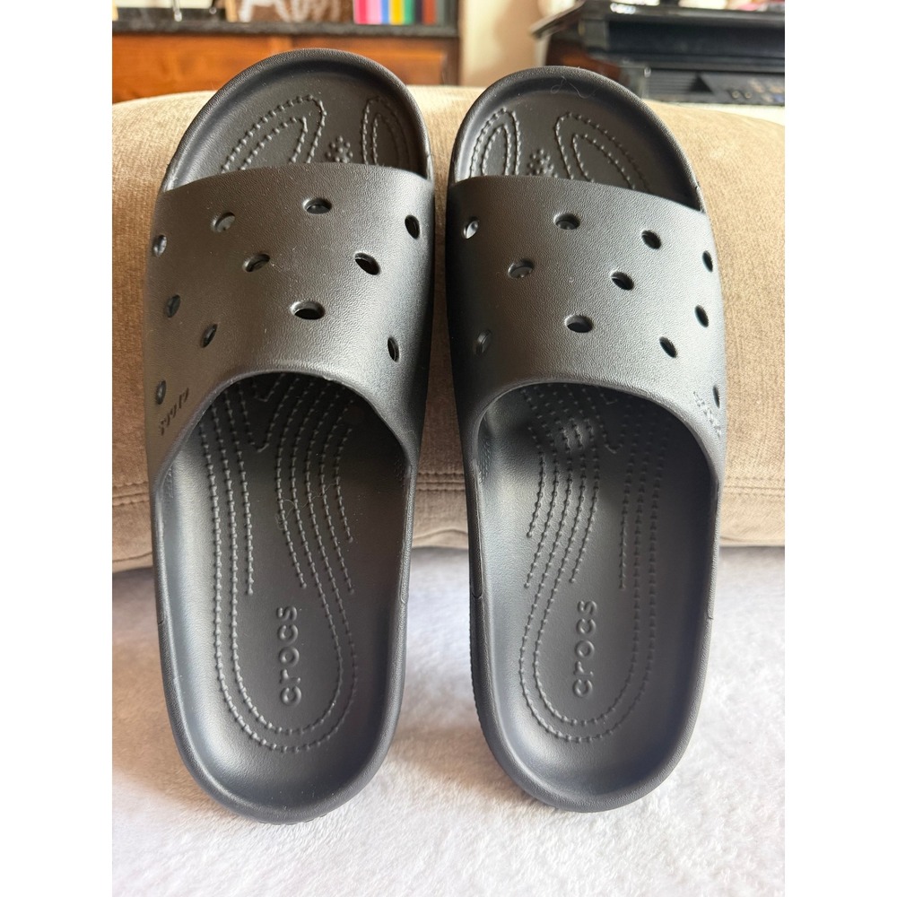 Crocs Classic Slides Mens 10 Womens 12 Black Comfort Slip On Sandals 206121-001